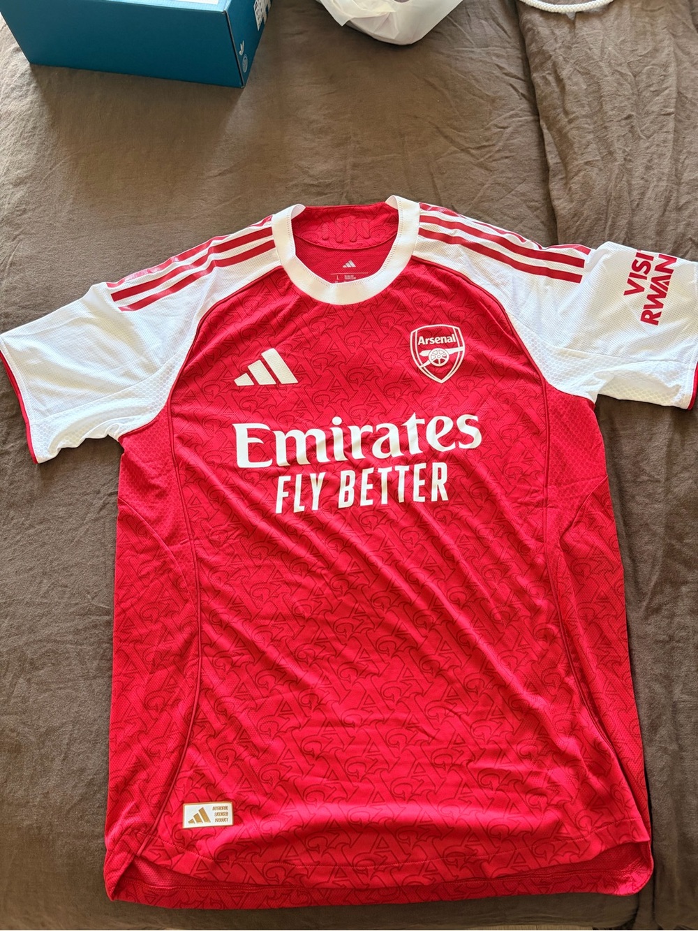 adidas Red & White Arsenal 'Emirates Fly Better' Soccer Jersey